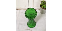 Vase vert vintage Hoosier en verre cannelé
